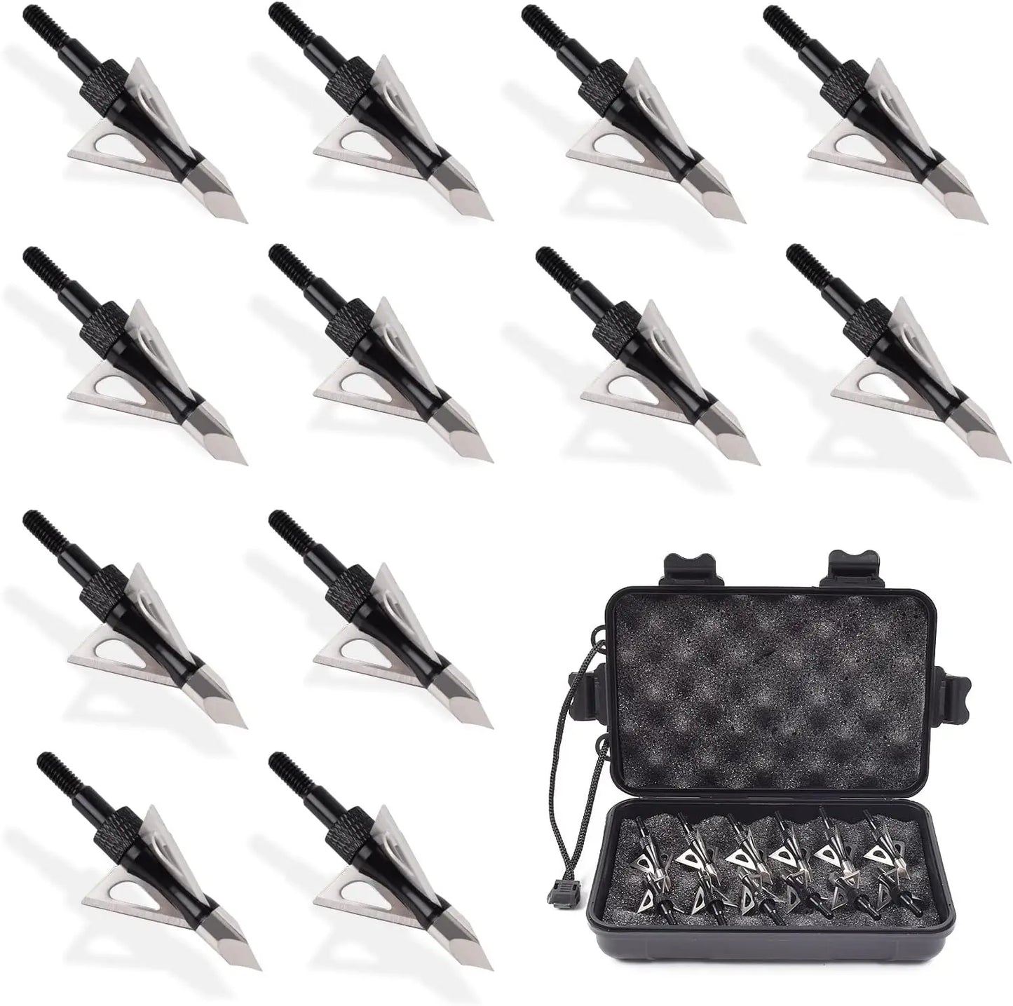 12PK 3 Blades Hunting Screw-in Broadheads 100 Grain Arrow Tips