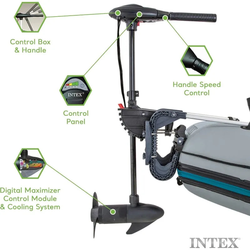 Transom Trolling Motor:Easy to Attach,Built-In Battery Meter
