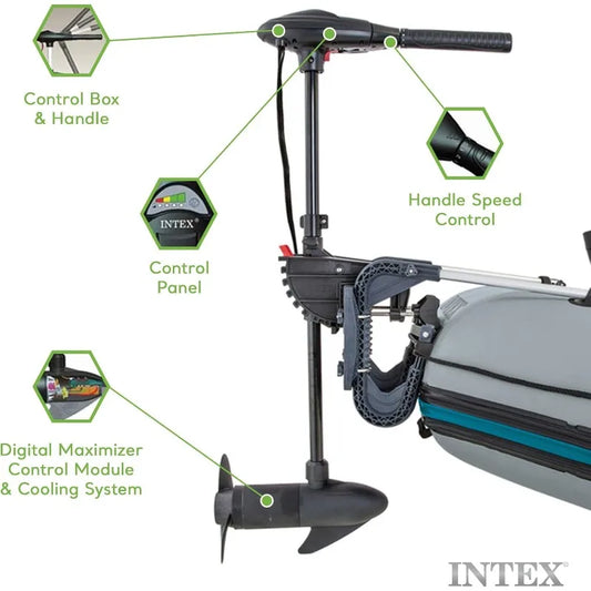 Transom Trolling Motor:Easy to Attach,Built-In Battery Meter