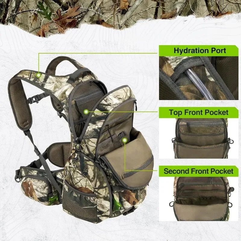 Hunting Backpack, Waterproof Camo  Pack with Rain Cover,