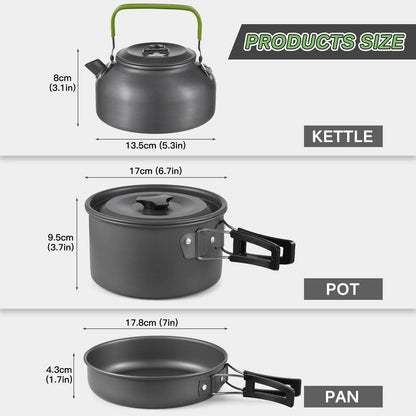 Camping Cookware Mess Kit Outdoors Camping Pot