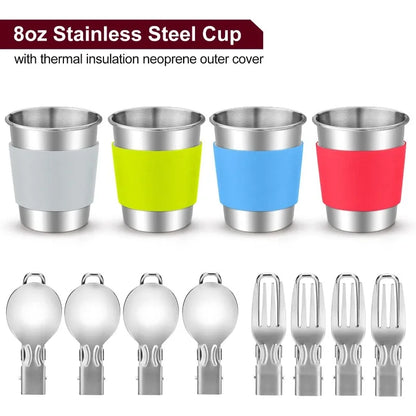 22pcs Camping Cookware Mess Kit