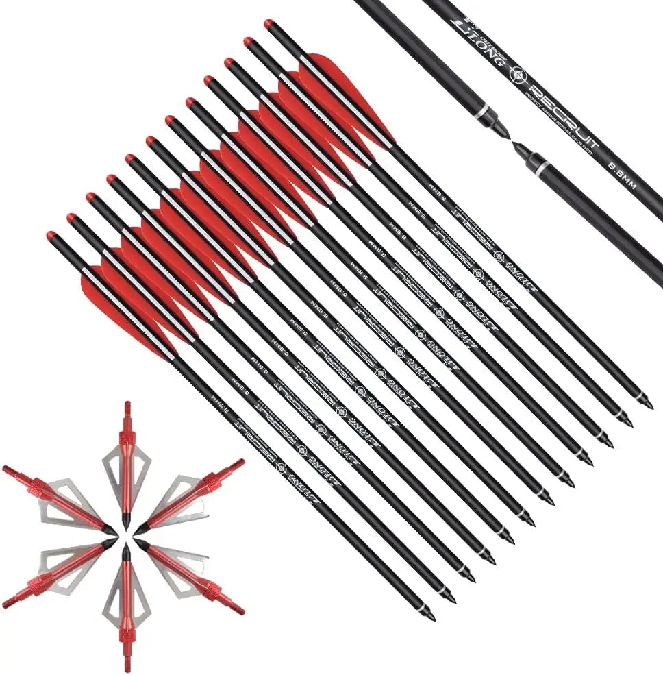 Crossbow Bolts 20 Inch Carbon with Hunting Broadheads 6 Pack