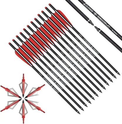 Crossbow Bolts 20 Inch Carbon with Hunting Broadheads 6 Pack