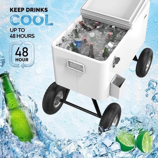 80 Quart Wagon Rolling Cooler Ice Chest,