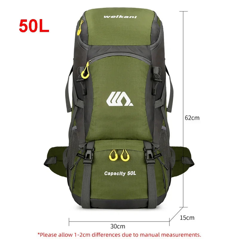 50L Large Waterproof Mountaineering Backpack Camping Men Hiking Bag Tourist Rucksack  Outdoor Sports Climbing  Bag Luggage Travel