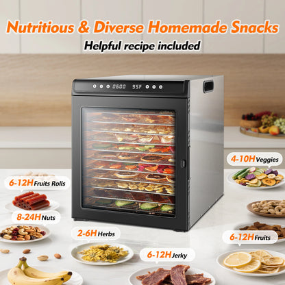 12-Tray 1300W Commercial Grade, 360°  Food Dehydrator